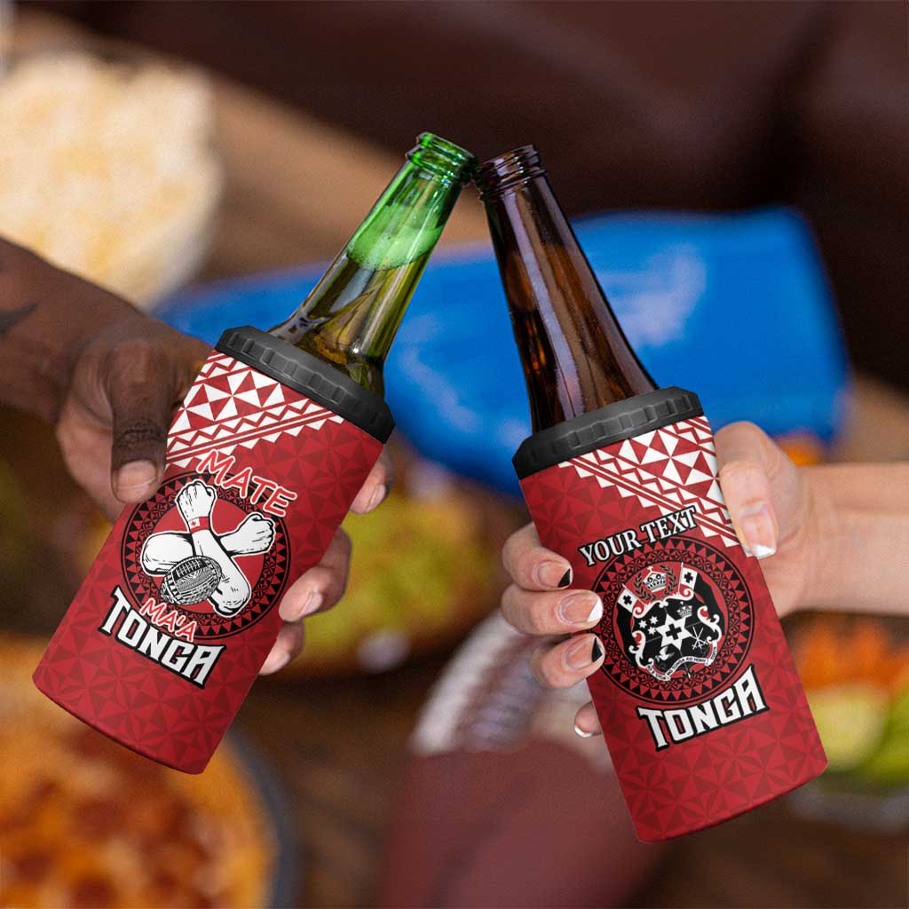 Tonga Rugby XIII Custom 4 in 1 Can Cooler Tumbler Mate Ma'a Tonga with Ngatu Pattern