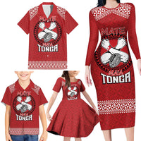Tonga Rugby XIII Custom Family Matching Long Sleeve Bodycon Dress and Hawaiian Shirt Mate Ma'a Tonga with Ngatu Pattern LT9 - Polynesian Pride