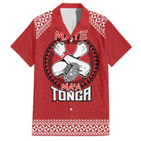 Tonga Rugby XIII Custom Family Matching Long Sleeve Bodycon Dress and Hawaiian Shirt Mate Ma'a Tonga with Ngatu Pattern LT9 Dad's Shirt - Short Sleeve Red - Polynesian Pride