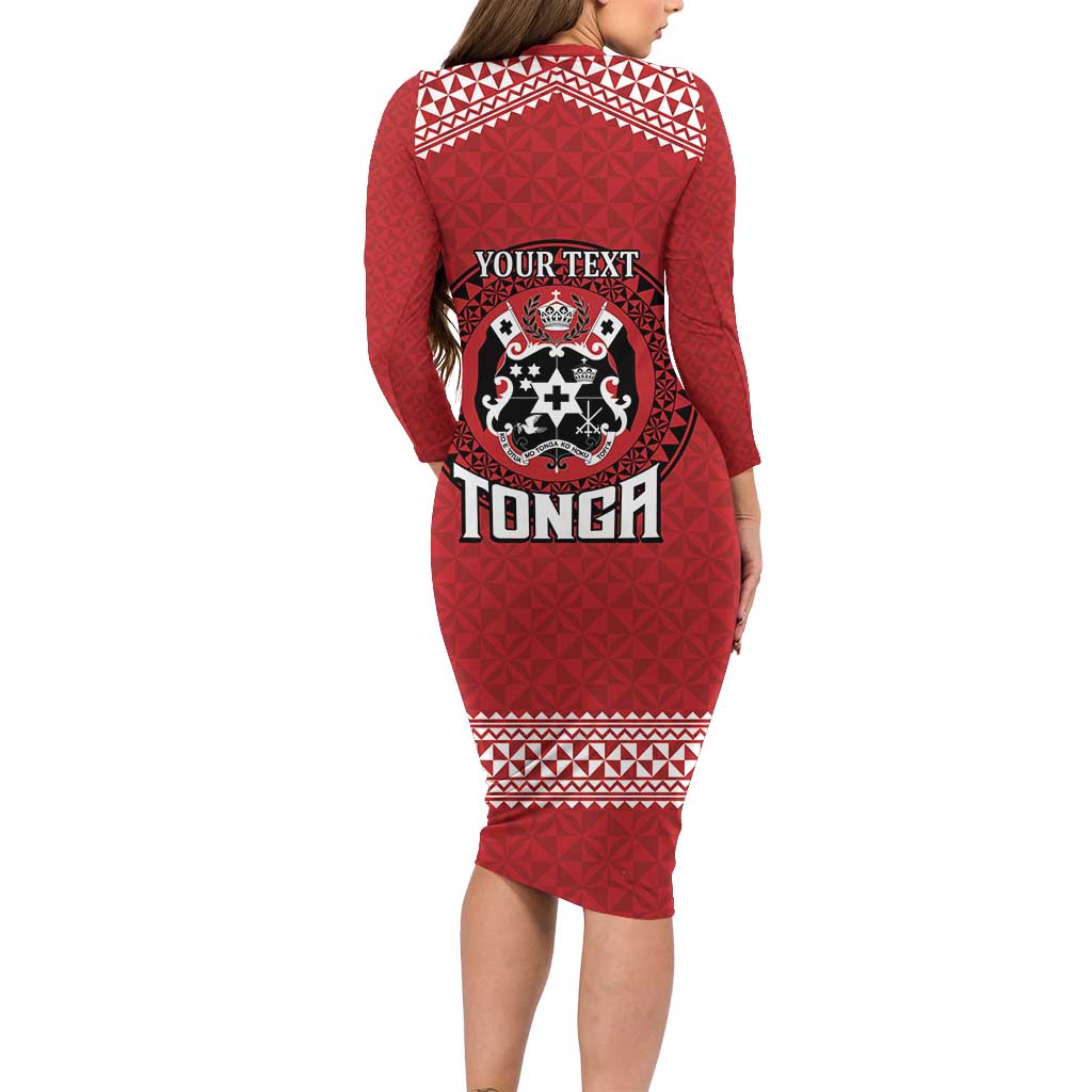 Tonga Rugby XIII Custom Family Matching Long Sleeve Bodycon Dress and Hawaiian Shirt Mate Ma'a Tonga with Ngatu Pattern LT9 - Polynesian Pride