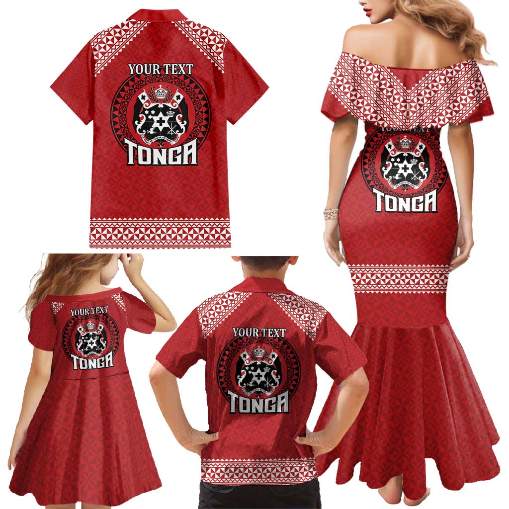 Tonga Rugby XIII Custom Family Matching Mermaid Dress and Hawaiian Shirt Mate Ma'a Tonga with Ngatu Pattern LT9 - Polynesian Pride