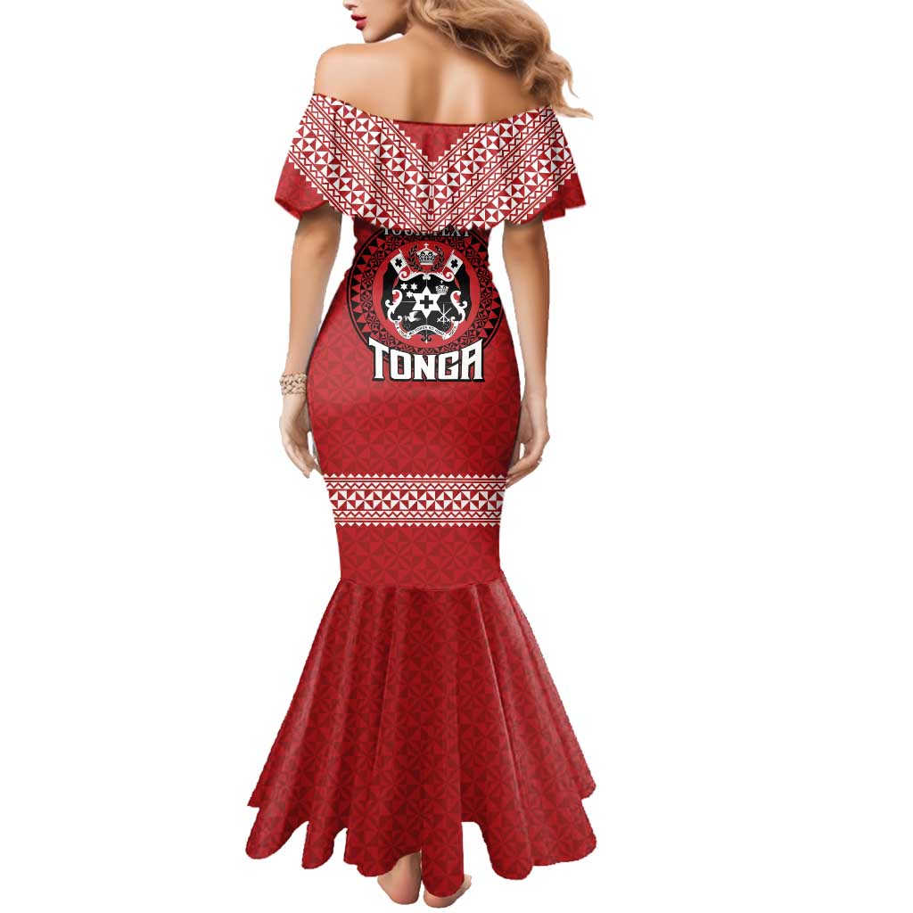 Tonga Rugby XIII Custom Family Matching Mermaid Dress and Hawaiian Shirt Mate Ma'a Tonga with Ngatu Pattern LT9 - Polynesian Pride