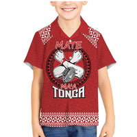 Tonga Rugby XIII Custom Family Matching Mermaid Dress and Hawaiian Shirt Mate Ma'a Tonga with Ngatu Pattern LT9 Son's Shirt Red - Polynesian Pride