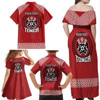 Tonga Rugby XIII Custom Family Matching Off Shoulder Maxi Dress and Hawaiian Shirt Mate Ma'a Tonga with Ngatu Pattern LT9 - Polynesian Pride