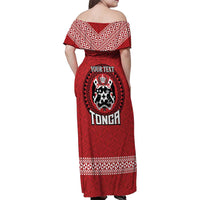Tonga Rugby XIII Custom Family Matching Off Shoulder Maxi Dress and Hawaiian Shirt Mate Ma'a Tonga with Ngatu Pattern LT9 - Polynesian Pride