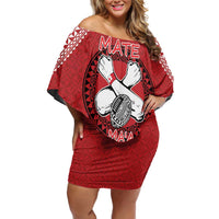 Tonga Rugby XIII Custom Family Matching Off Shoulder Short Dress and Hawaiian Shirt Mate Ma'a Tonga with Ngatu Pattern LT9 Mom's Dress Red - Polynesian Pride