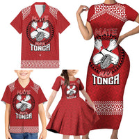 Tonga Rugby XIII Custom Family Matching Short Sleeve Bodycon Dress and Hawaiian Shirt Mate Ma'a Tonga with Ngatu Pattern LT9 - Polynesian Pride
