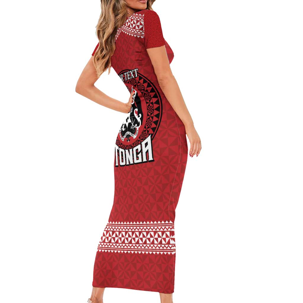 Tonga Rugby XIII Custom Family Matching Short Sleeve Bodycon Dress and Hawaiian Shirt Mate Ma'a Tonga with Ngatu Pattern LT9 - Polynesian Pride