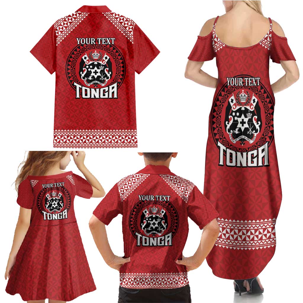 Tonga Rugby XIII Custom Family Matching Summer Maxi Dress and Hawaiian Shirt Mate Ma'a Tonga with Ngatu Pattern LT9 - Polynesian Pride