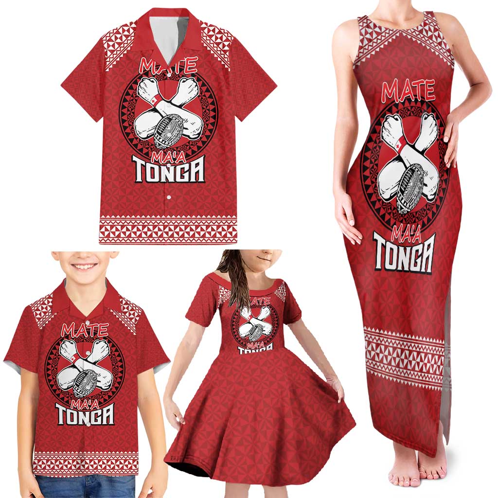 Tonga Rugby XIII Custom Family Matching Tank Maxi Dress and Hawaiian Shirt Mate Ma'a Tonga with Ngatu Pattern LT9 - Polynesian Pride
