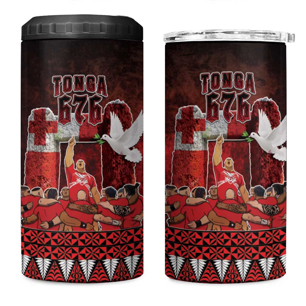Custom Tonga 676 Haamonga a Maui 4 in 1 Can Cooler Tumbler Tongan Sipi Tau Unique Dance LT9 One Size: 16 oz Red - Polynesian Pride