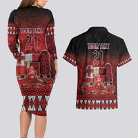 Custom Tonga 676 Haamonga a Maui Couples Matching Long Sleeve Bodycon Dress and Hawaiian Shirt Tongan Sipi Tau Unique Dance LT9 - Polynesian Pride