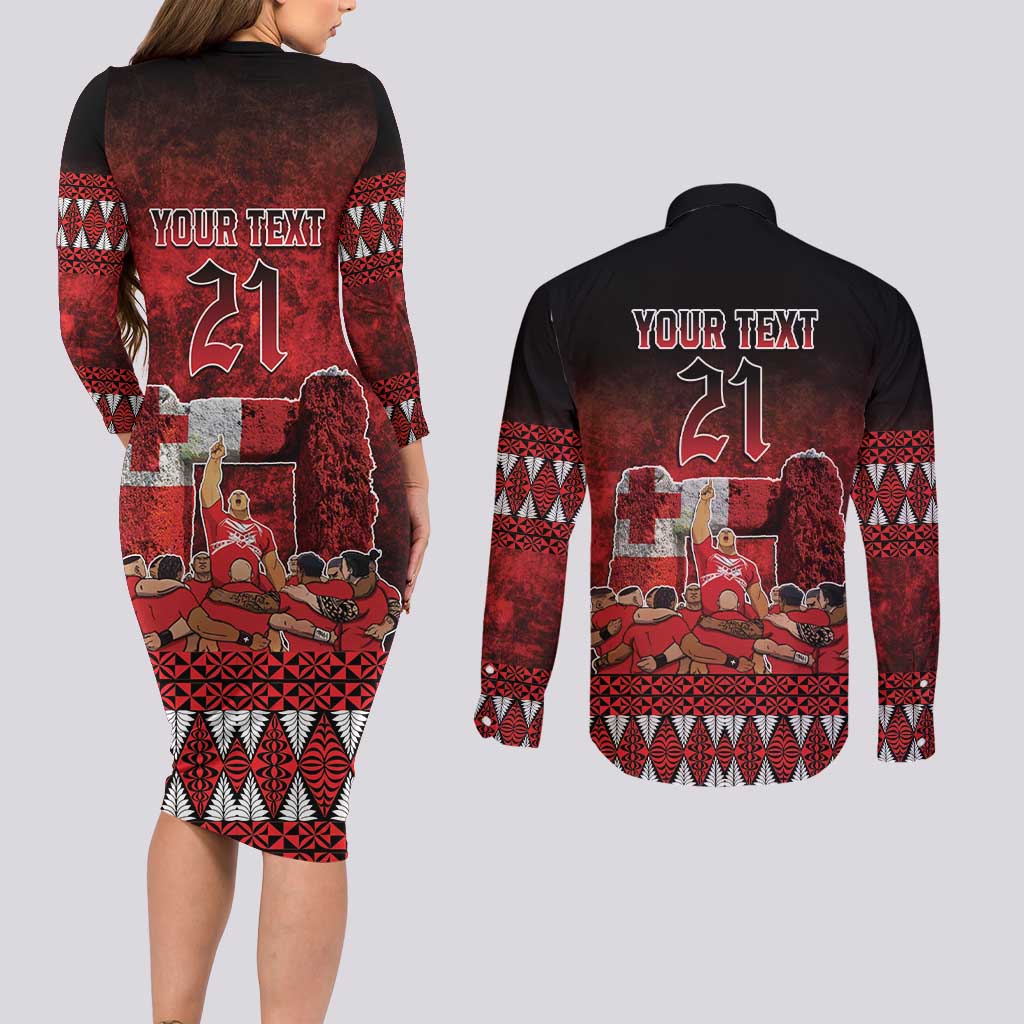 Custom Tonga 676 Haamonga a Maui Couples Matching Long Sleeve Bodycon Dress and Long Sleeve Button Shirt Tongan Sipi Tau Unique Dance LT9 - Polynesian Pride