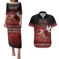 Custom Tonga 676 Haamonga a Maui Couples Matching Puletasi and Hawaiian Shirt Tongan Sipi Tau Unique Dance LT9 Red - Polynesian Pride