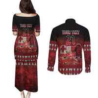 Custom Tonga 676 Haamonga a Maui Couples Matching Puletasi and Long Sleeve Button Shirt Tongan Sipi Tau Unique Dance LT9 - Polynesian Pride
