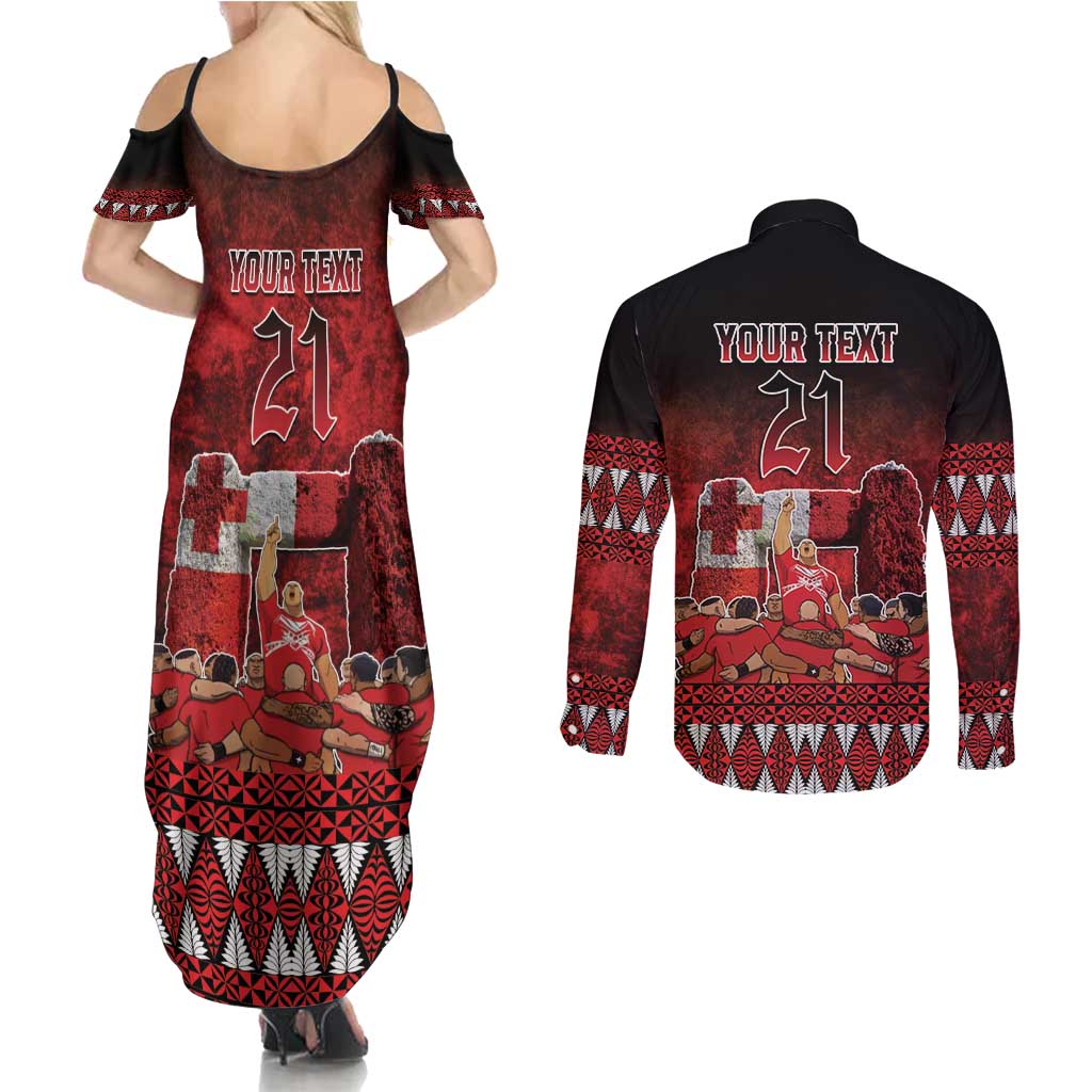 Custom Tonga 676 Haamonga a Maui Couples Matching Summer Maxi Dress and Long Sleeve Button Shirt Tongan Sipi Tau Unique Dance LT9 - Polynesian Pride