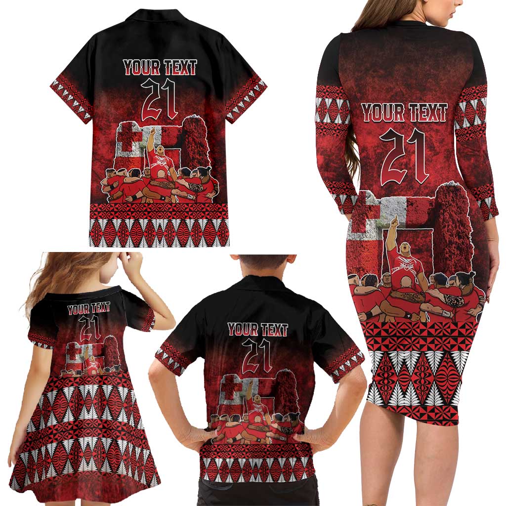 Custom Tonga 676 Haamonga a Maui Family Matching Long Sleeve Bodycon Dress and Hawaiian Shirt Tongan Sipi Tau Unique Dance LT9 - Polynesian Pride