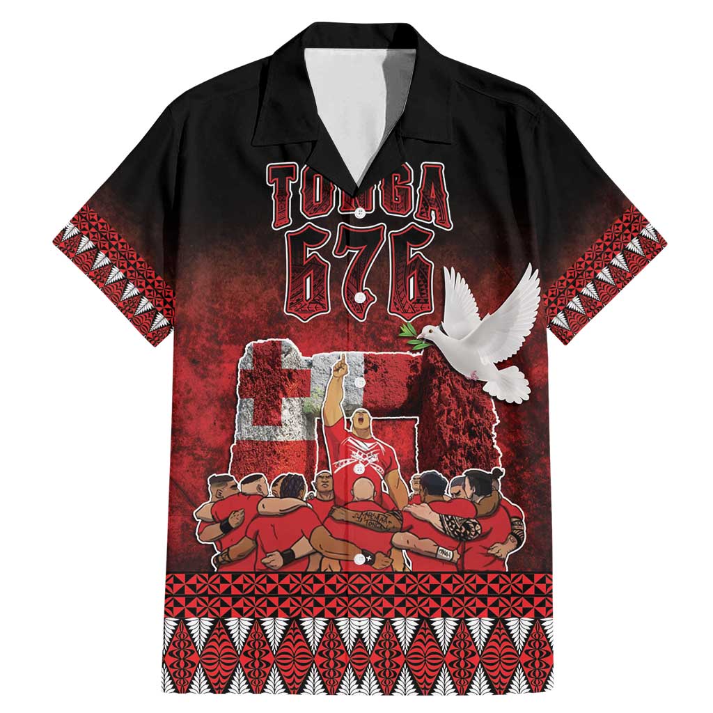 Custom Tonga 676 Haamonga a Maui Family Matching Mermaid Dress and Hawaiian Shirt Tongan Sipi Tau Unique Dance LT9 Dad's Shirt - Short Sleeve Red - Polynesian Pride
