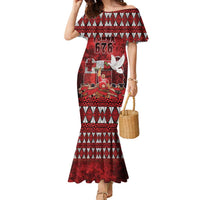 Custom Tonga 676 Haamonga a Maui Family Matching Mermaid Dress and Hawaiian Shirt Tongan Sipi Tau Unique Dance LT9 Mom's Dress Red - Polynesian Pride