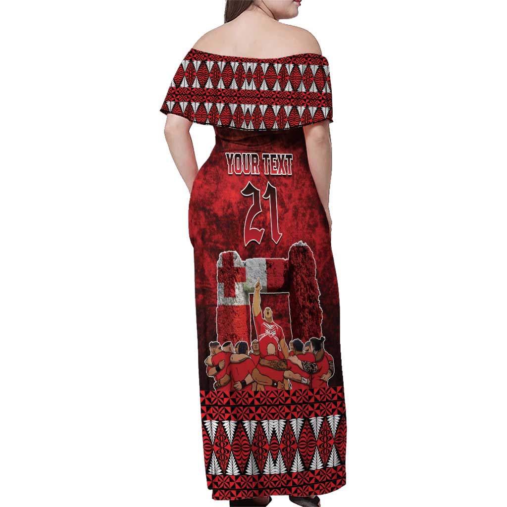 Custom Tonga 676 Haamonga a Maui Family Matching Off Shoulder Maxi Dress and Hawaiian Shirt Tongan Sipi Tau Unique Dance LT9 - Polynesian Pride