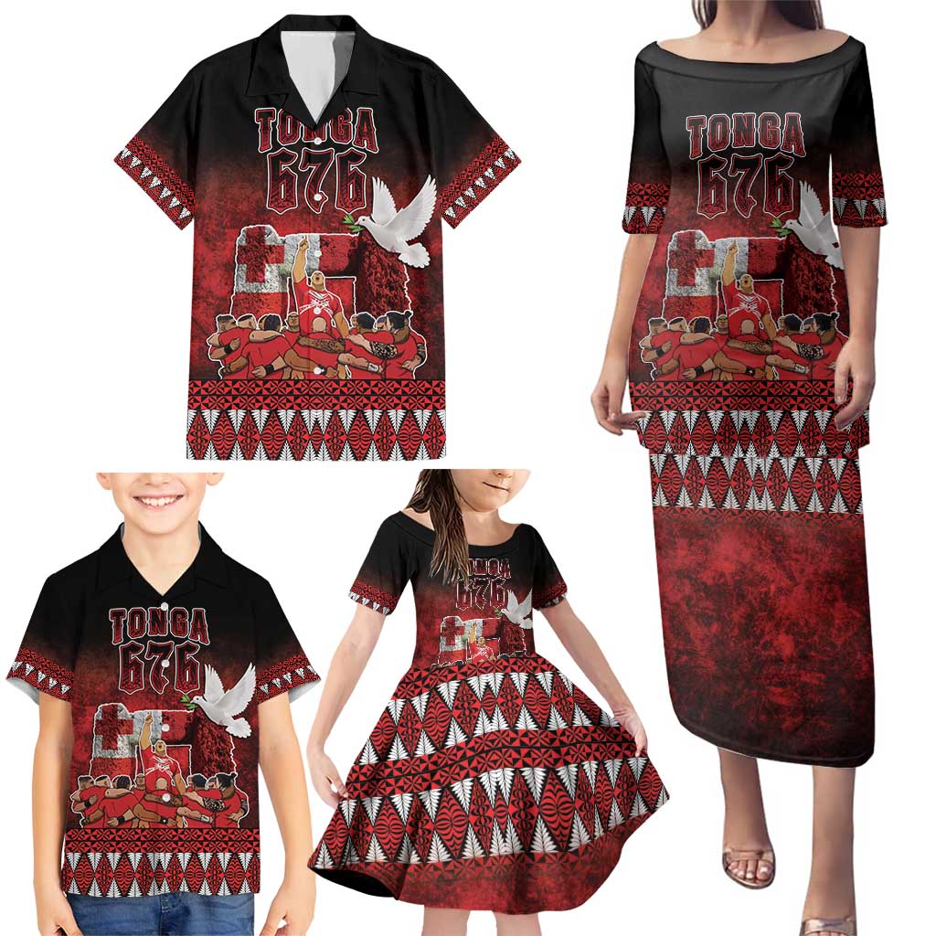Custom Tonga 676 Haamonga a Maui Family Matching Puletasi and Hawaiian Shirt Tongan Sipi Tau Unique Dance LT9 - Polynesian Pride