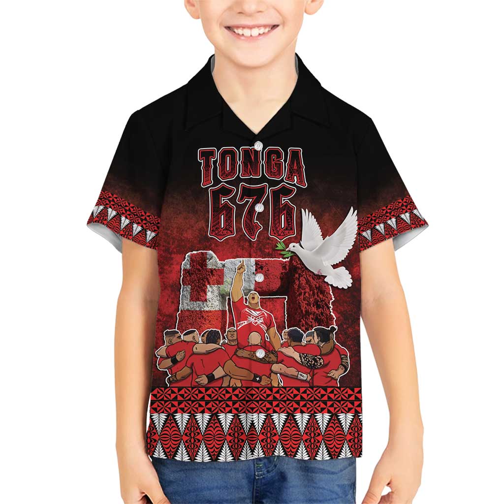 Custom Tonga 676 Haamonga a Maui Family Matching Puletasi and Hawaiian Shirt Tongan Sipi Tau Unique Dance LT9 Son's Shirt Red - Polynesian Pride