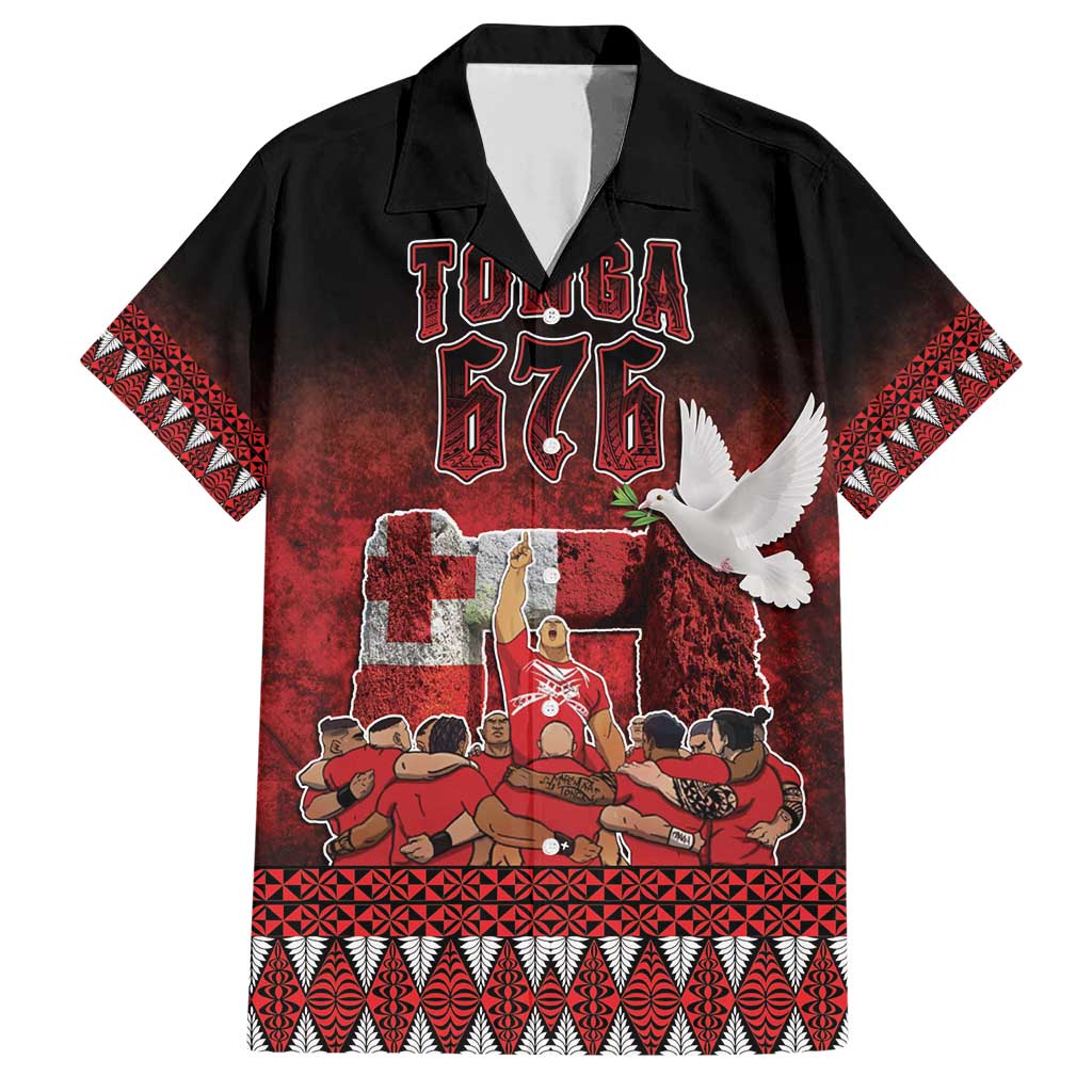 Custom Tonga 676 Haamonga a Maui Family Matching Short Sleeve Bodycon Dress and Hawaiian Shirt Tongan Sipi Tau Unique Dance LT9 Dad's Shirt - Short Sleeve Red - Polynesian Pride