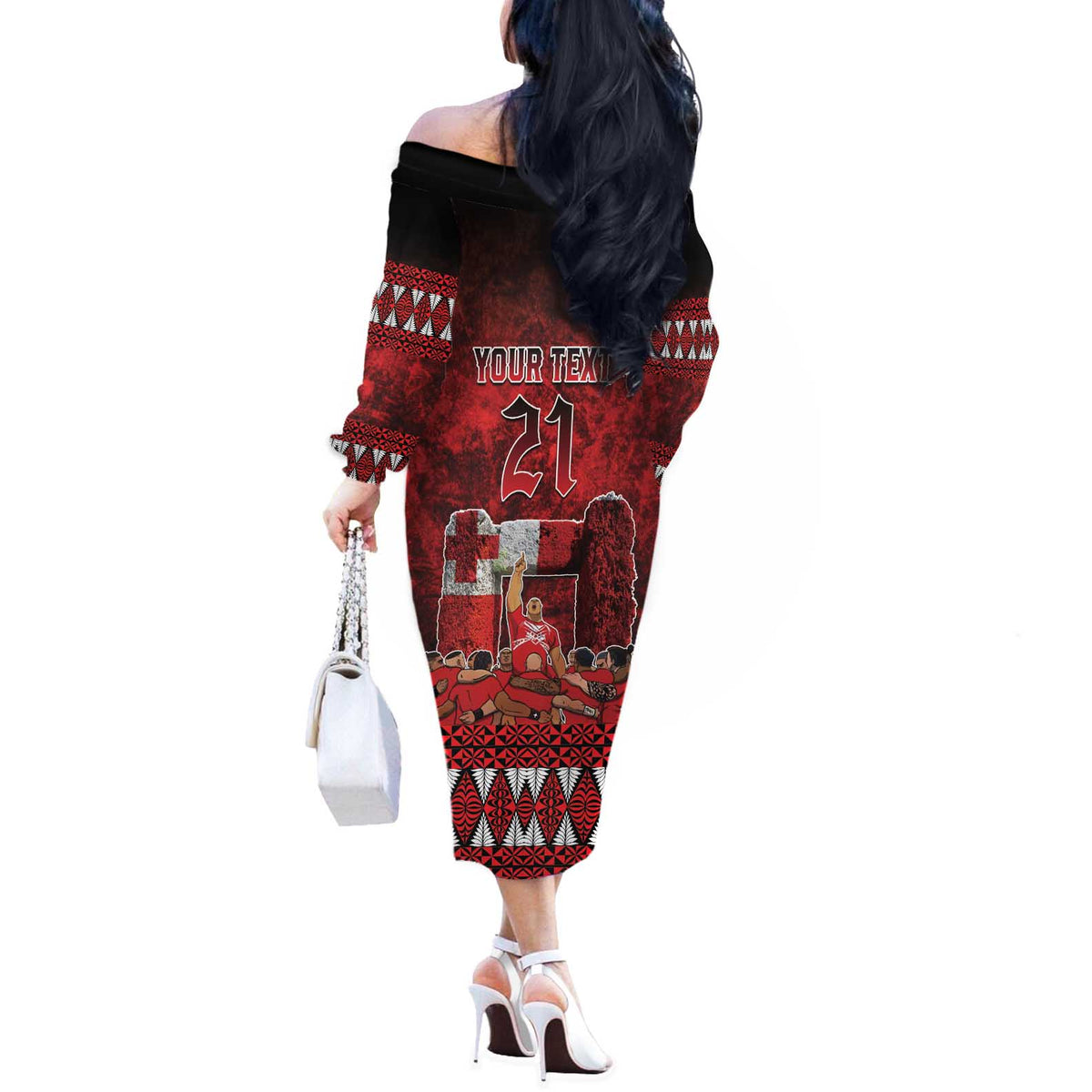 Custom Tonga 676 Haamonga a Maui Off The Shoulder Long Sleeve Dress Tongan Sipi Tau Unique Dance LT9 - Polynesian Pride
