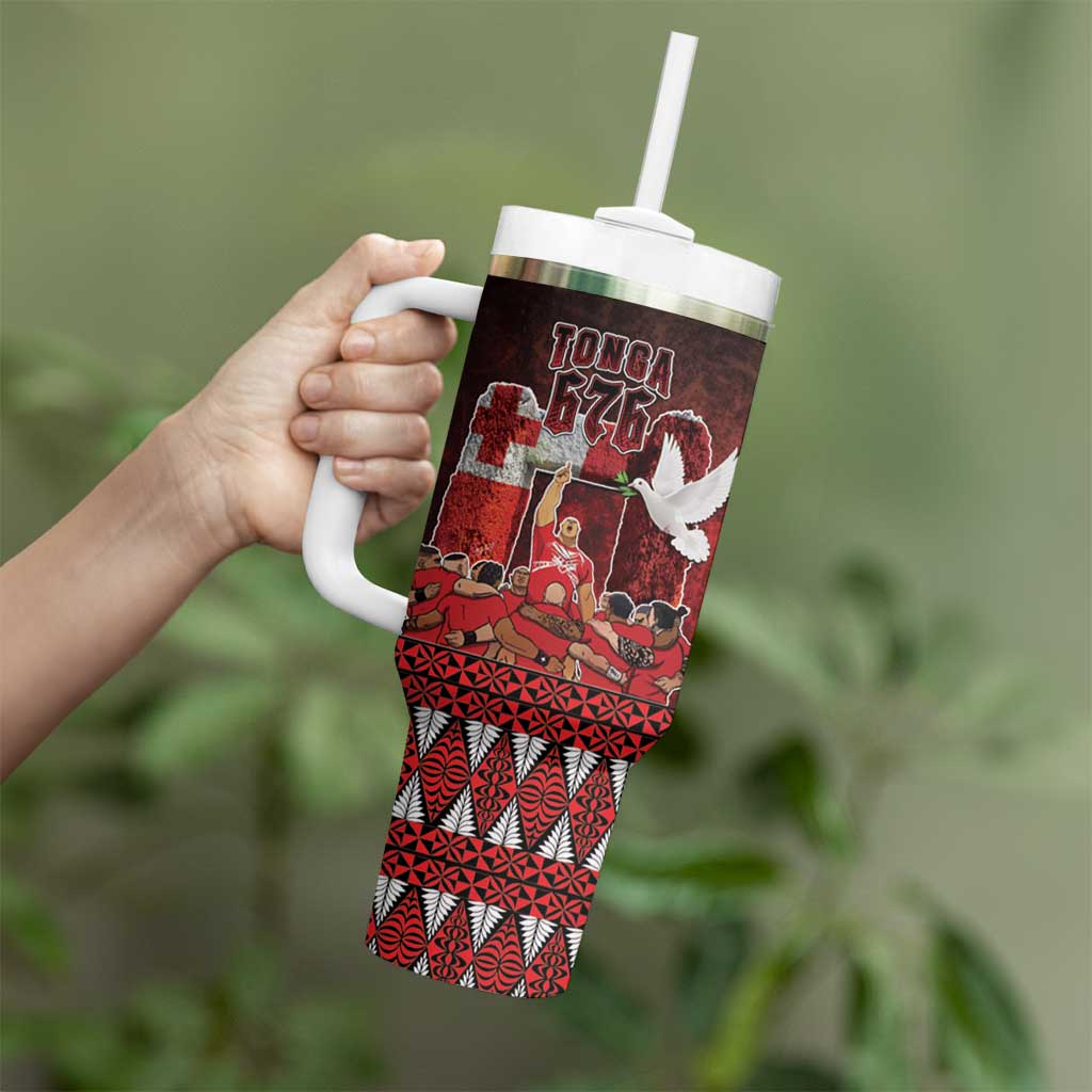 Custom Tonga 676 Haʻamonga ʻa Maui Tumbler With Handle Tongan Sipi Tau Unique Dance