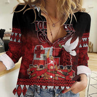 Custom Tonga 676 Haamonga a Maui Women Casual Shirt Tongan Sipi Tau Unique Dance LT9 Female Red - Polynesian Pride