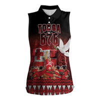 Custom Tonga 676 Haamonga a Maui Women Sleeveless Polo Shirt Tongan Sipi Tau Unique Dance LT9 Female Red - Polynesian Pride