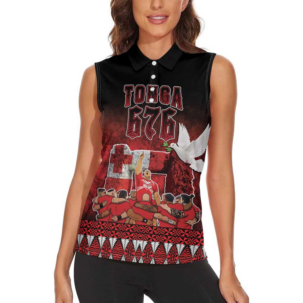 Custom Tonga 676 Haamonga a Maui Women Sleeveless Polo Shirt Tongan Sipi Tau Unique Dance LT9 - Polynesian Pride