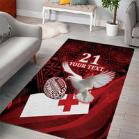 Custom Tonga XIII Rugby Tribal Tattoo Area Rug Mate Ma'a Tonga Kupesi Ngatu Grunge Style LT9 - Polynesian Pride
