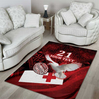 Custom Tonga XIII Rugby Tribal Tattoo Area Rug Mate Ma'a Tonga Kupesi Ngatu Grunge Style LT9 - Polynesian Pride