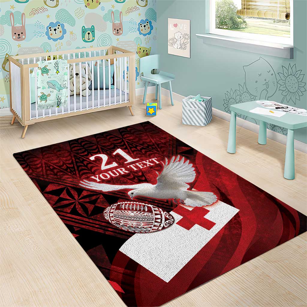 Custom Tonga XIII Rugby Tribal Tattoo Area Rug Mate Ma'a Tonga Kupesi Ngatu Grunge Style LT9 - Polynesian Pride