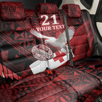 Custom Tonga XIII Rugby Tribal Tattoo Back Car Seat Cover Mate Ma'a Tonga Kupesi Ngatu Grunge Style LT9 - Polynesian Pride