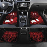 Custom Tonga XIII Rugby Tribal Tattoo Car Mats Mate Ma'a Tonga Kupesi Ngatu Grunge Style LT9 Set 4pcs Red - Polynesian Pride