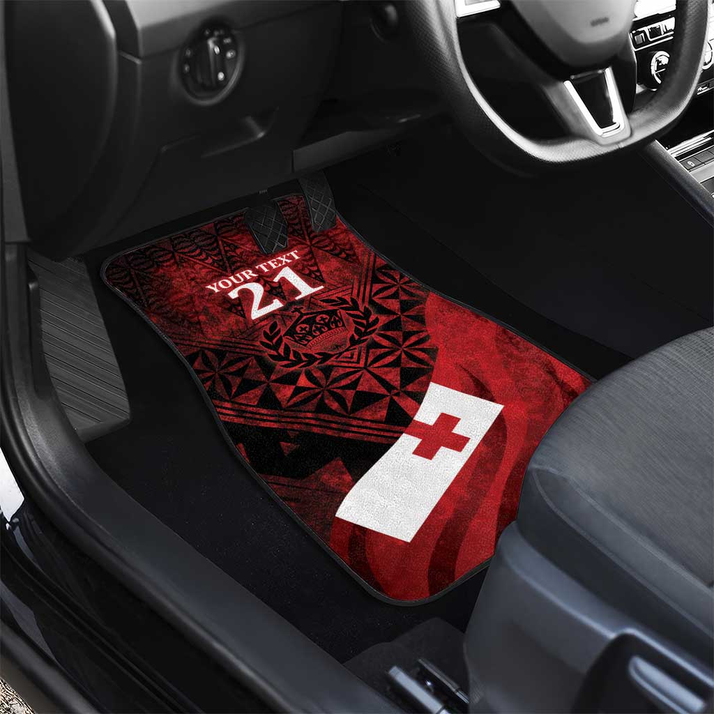 Custom Tonga XIII Rugby Tribal Tattoo Car Mats Mate Ma'a Tonga Kupesi Ngatu Grunge Style LT9 - Polynesian Pride