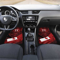 Custom Tonga XIII Rugby Tribal Tattoo Car Mats Mate Ma'a Tonga Kupesi Ngatu Grunge Style LT9 Set 2pcs - Front Red - Polynesian Pride