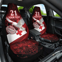 Custom Tonga XIII Rugby Tribal Tattoo Car Seat Cover Mate Ma'a Tonga Kupesi Ngatu Grunge Style LT9 One Size Red - Polynesian Pride