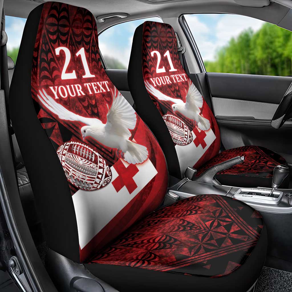 Custom Tonga XIII Rugby Tribal Tattoo Car Seat Cover Mate Ma'a Tonga Kupesi Ngatu Grunge Style LT9 - Polynesian Pride