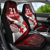 Custom Tonga XIII Rugby Tribal Tattoo Car Seat Cover Mate Ma'a Tonga Kupesi Ngatu Grunge Style LT9 - Polynesian Pride