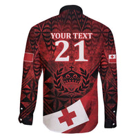 Custom Tonga XIII Rugby Tribal Tattoo Family Matching Off Shoulder Maxi Dress and Hawaiian Shirt Mate Ma'a Tonga Kupesi Ngatu Grunge Style LT9 - Polynesian Pride