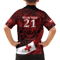 Custom Tonga XIII Rugby Tribal Tattoo Family Matching Puletasi and Hawaiian Shirt Mate Ma'a Tonga Kupesi Ngatu Grunge Style LT9 - Polynesian Pride