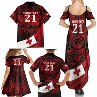 Custom Tonga XIII Rugby Tribal Tattoo Family Matching Summer Maxi Dress and Hawaiian Shirt Mate Ma'a Tonga Kupesi Ngatu Grunge Style LT9 - Polynesian Pride