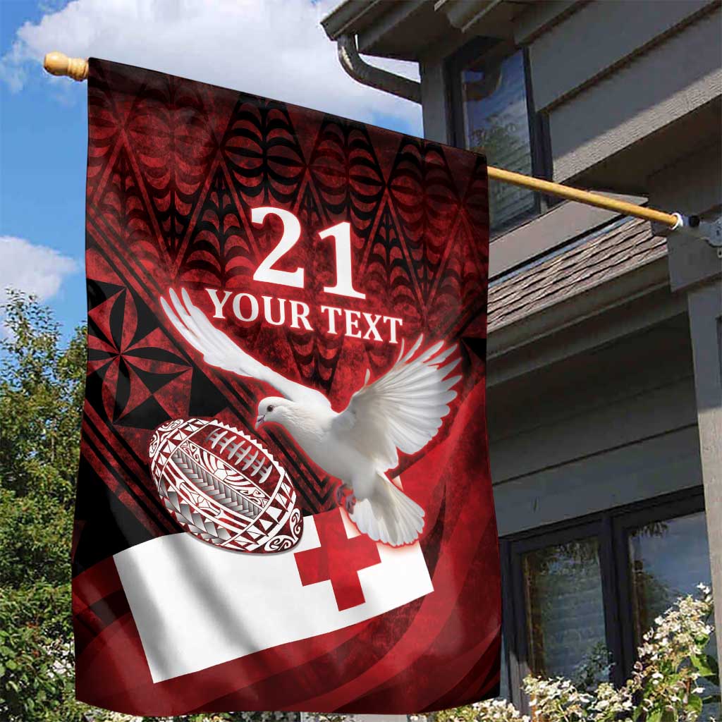 Custom Tonga XIII Rugby Tribal Tattoo Garden Flag Mate Ma'a Tonga Kupesi Ngatu Grunge Style LT9 - Polynesian Pride