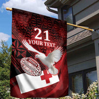 Custom Tonga XIII Rugby Tribal Tattoo Garden Flag Mate Ma'a Tonga Kupesi Ngatu Grunge Style LT9 - Polynesian Pride