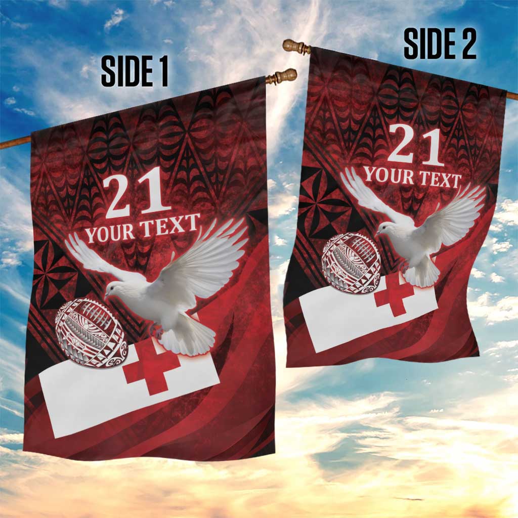 Custom Tonga XIII Rugby Tribal Tattoo Garden Flag Mate Ma'a Tonga Kupesi Ngatu Grunge Style LT9 - Polynesian Pride
