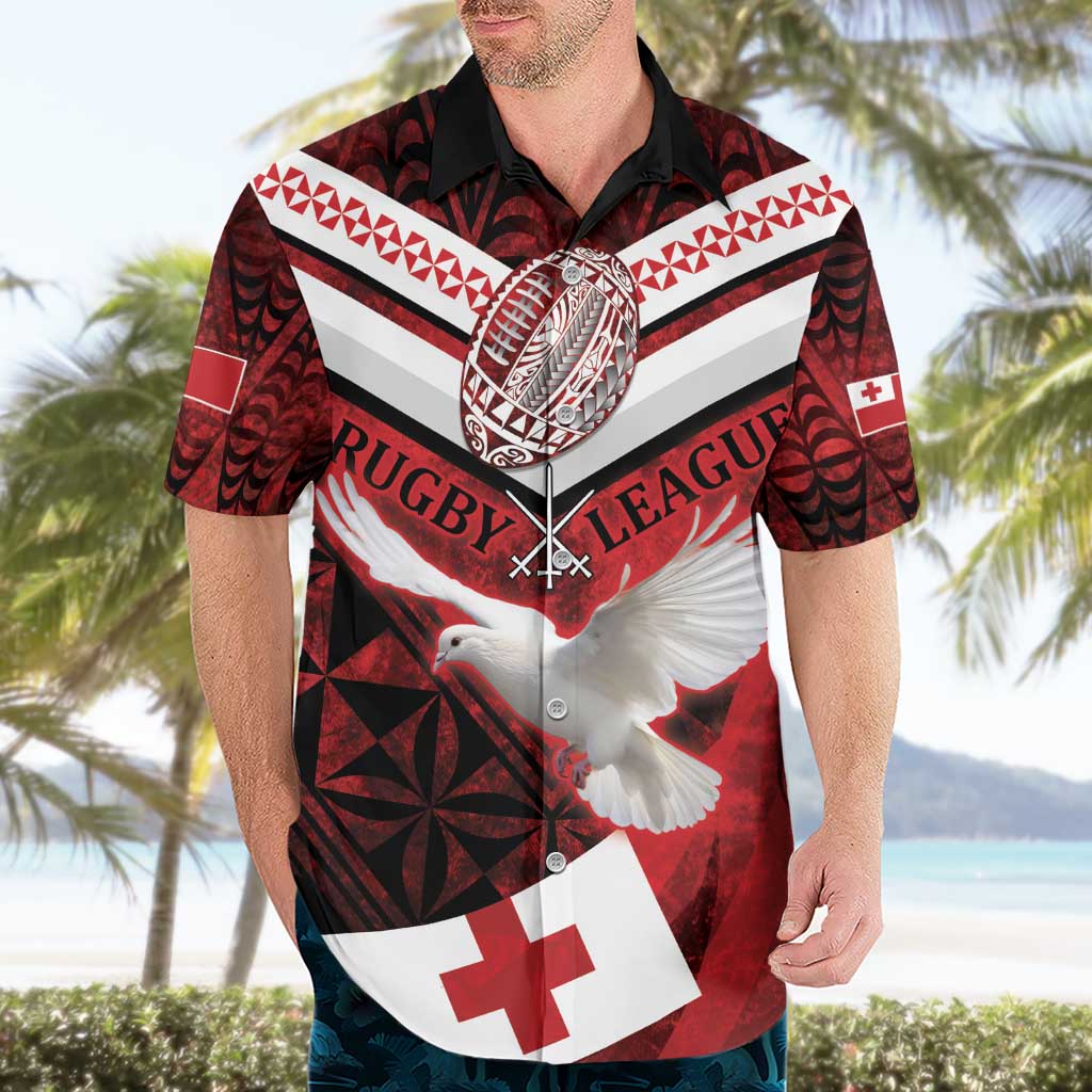 Custom Tonga XIII Rugby Tribal Tattoo Hawaiian Shirt Mate Ma'a Tonga Kupesi Ngatu Grunge Style LT9 - Polynesian Pride