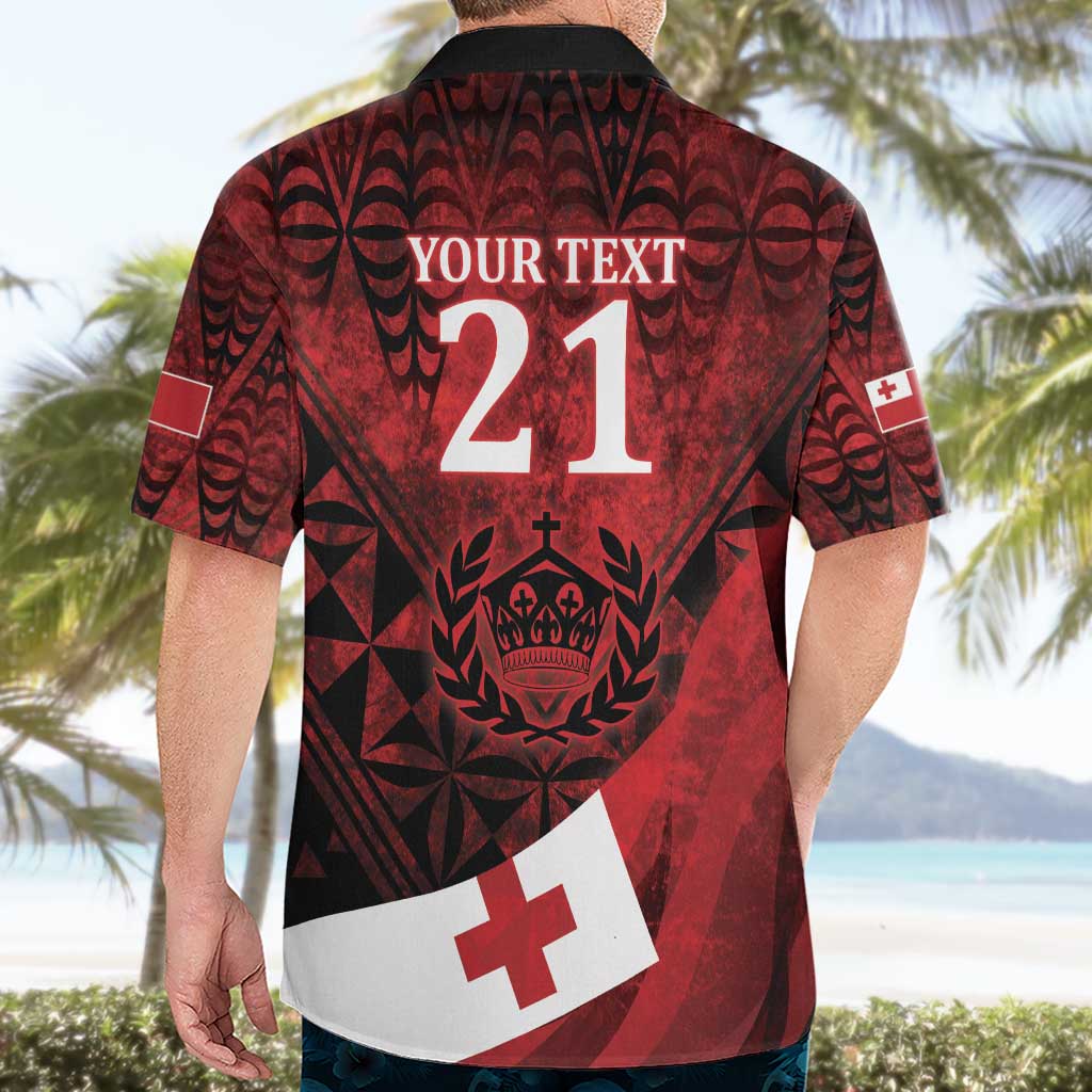 Custom Tonga XIII Rugby Tribal Tattoo Hawaiian Shirt Mate Ma'a Tonga Kupesi Ngatu Grunge Style LT9 - Polynesian Pride